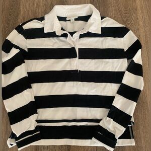 Black and White Striped Women's Top